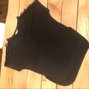 Black open shoulder Tee